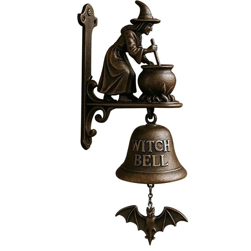 Vintage Witch Doorbell – Alloy Halloween Protection Door Hangers Bell With Witch