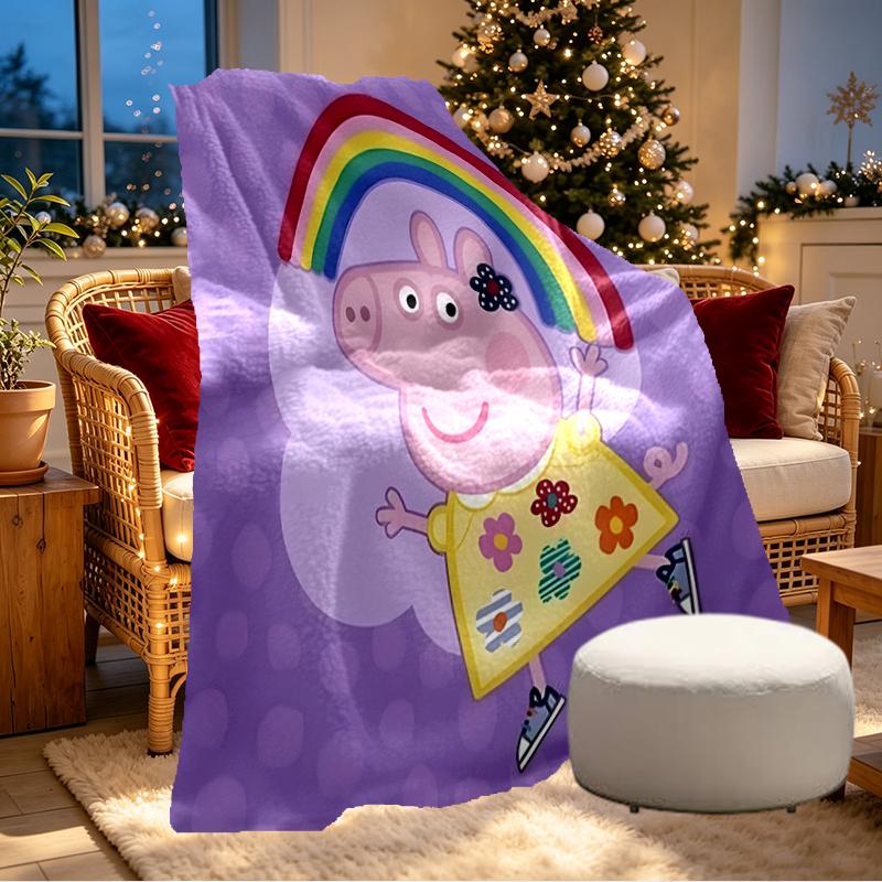Peppa Pig Print Blanket - Soft & Comfortable, for Bedroom, Travel, Sofa, Home Decoration - Birthday Christmas Gift for Friend