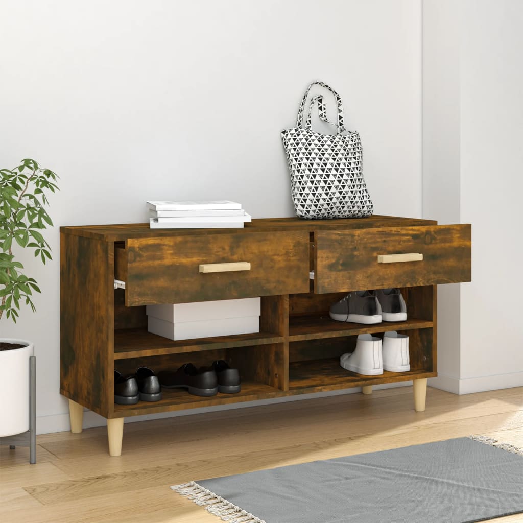 Shoe Cabinet Smoked Oak 102 x 35 x 55 cm Wood Based Material