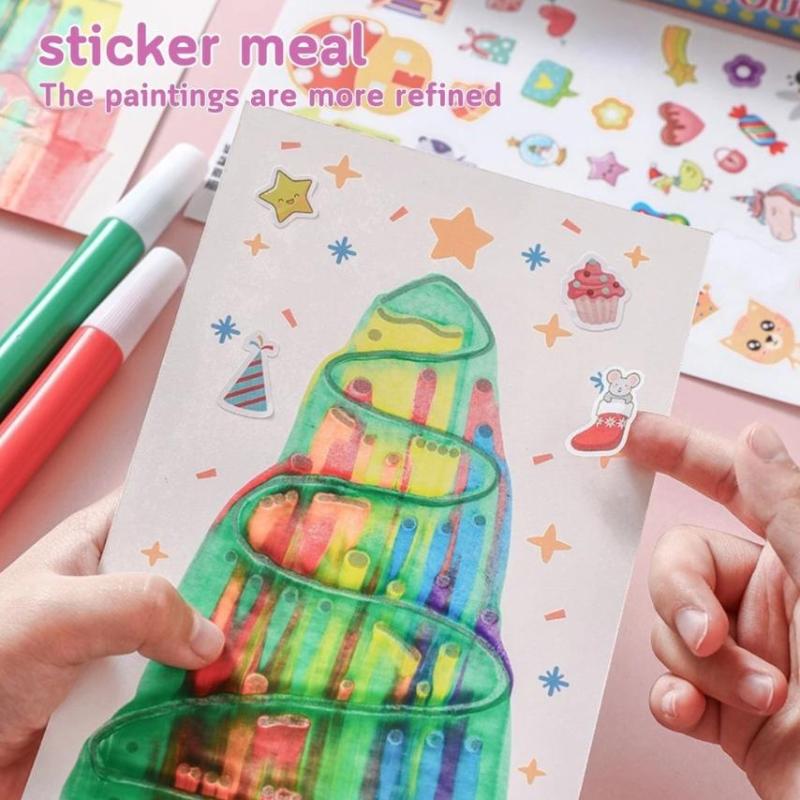 35Pcs Squeegee Art Kids Paint Kit, Diy Material Magic Reveal Rainbow Scratch Art