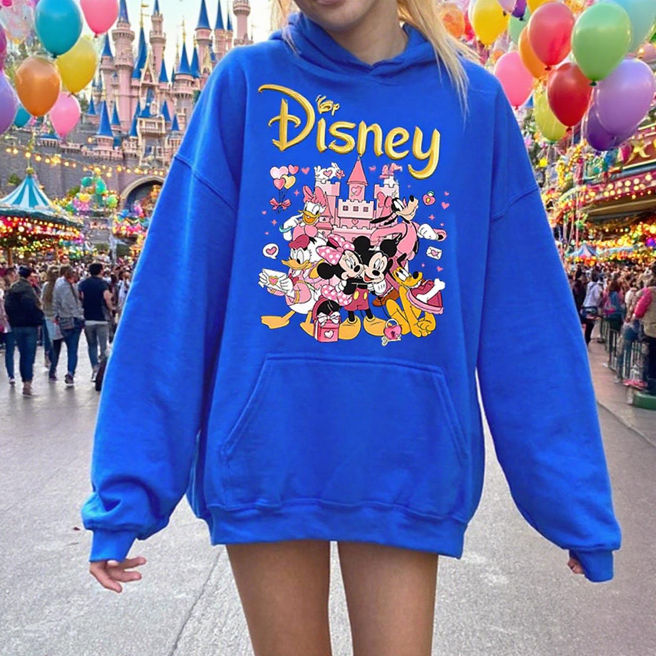 

Подарки Диснея на День святого Валентина для родителей и детей: Разноцветные худи с Микки и друзьями, осенне-зимние топы, повседневная спортивная одежда 3XL