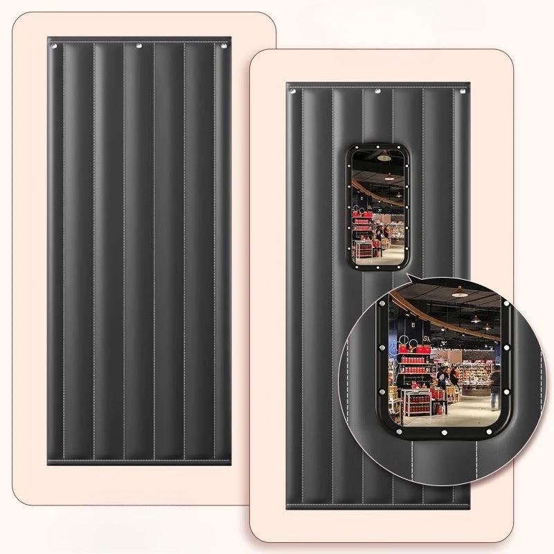 Solid Color Winter Door Curtain Thicken Quilted Blackout Curtains Heavy Duty Living Room Thermal Insulated Drapes Anti-cold