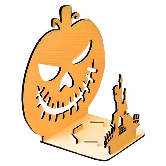 Halloween Shadow Candle Holder Funny Shadow Stand Candlestick with Witch Skeleton Pumpkin Cat Silhouette Holiday Table Centerpiece