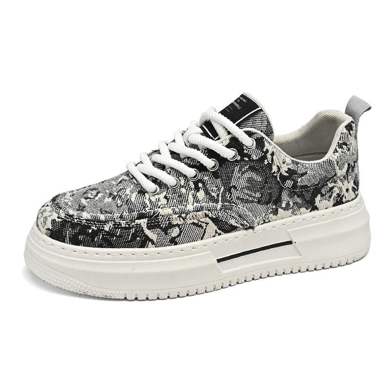 

2024 летние новые мужские низкие кроссовки для скейтбординга в гонконгском стиле, студенческие парусиновые туфли на платформе, спортивная обувь для прямых трансляций, нишевая мужская обувь 39 чёрный