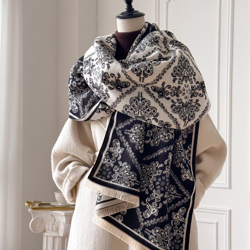 Light luxury imitation cashmere shawl women's clothing with large scarf party shawl air-conditioned room warm scarf blanket