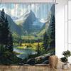 1 ks Závěs do sprchy 'Alpská vesnice' - Design se zasněženými vrcholky, Zrcadlové jezero a borovice, 70,86 x 70,86 palce, 12 háčků, Lze prát v pračce