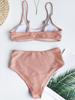 Multi-Color High-Waisted Split Bikini Swimsuit W85