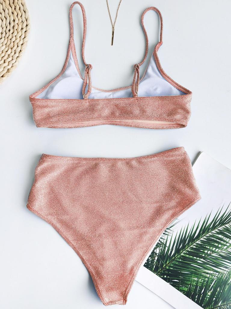 Multi-Color High-Waisted Split Bikini Swimsuit W85