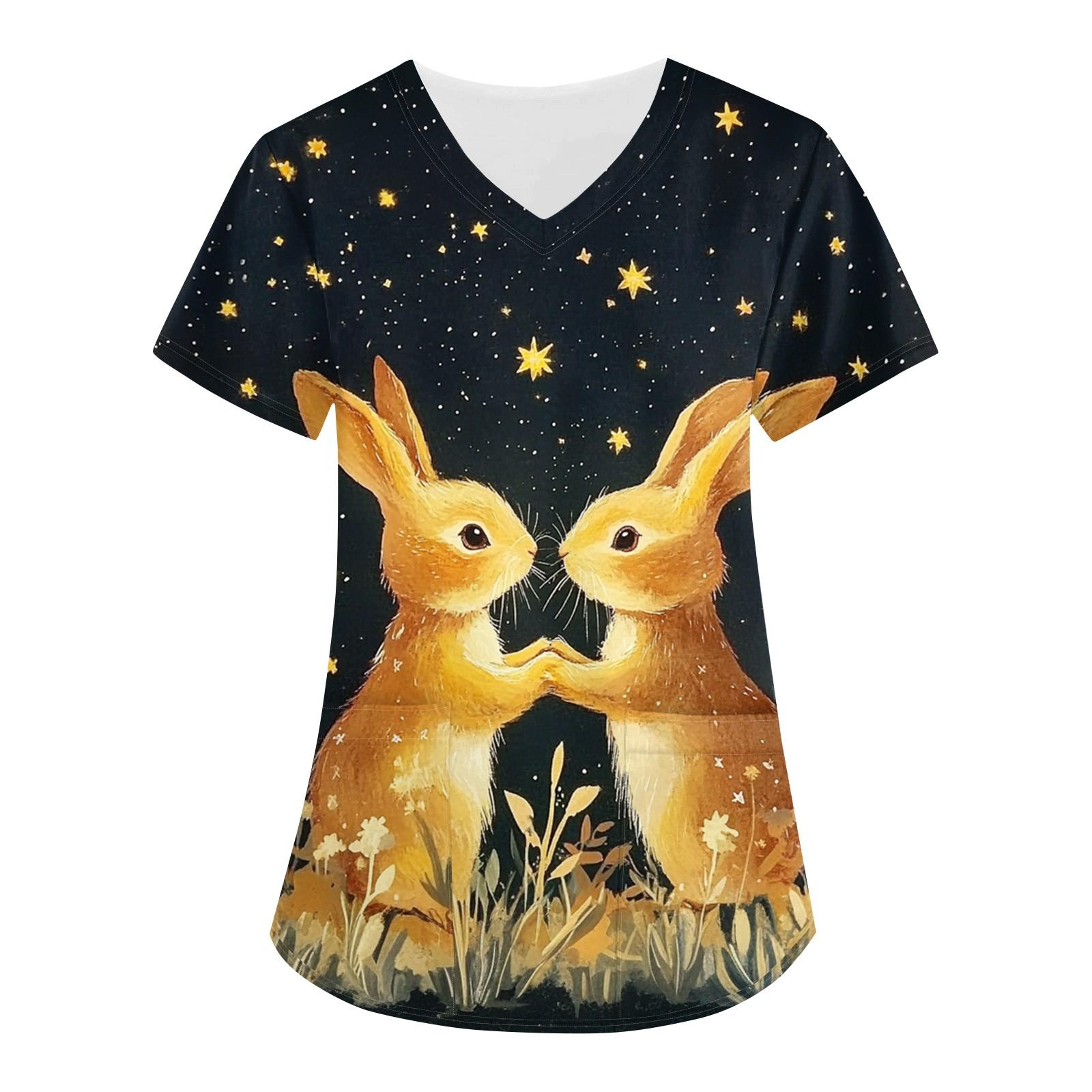 

Женская модная футболка с короткими рукавами и v-образным вырезом с принтом, маленькая рабочая футболка с карманами XL жёлтый