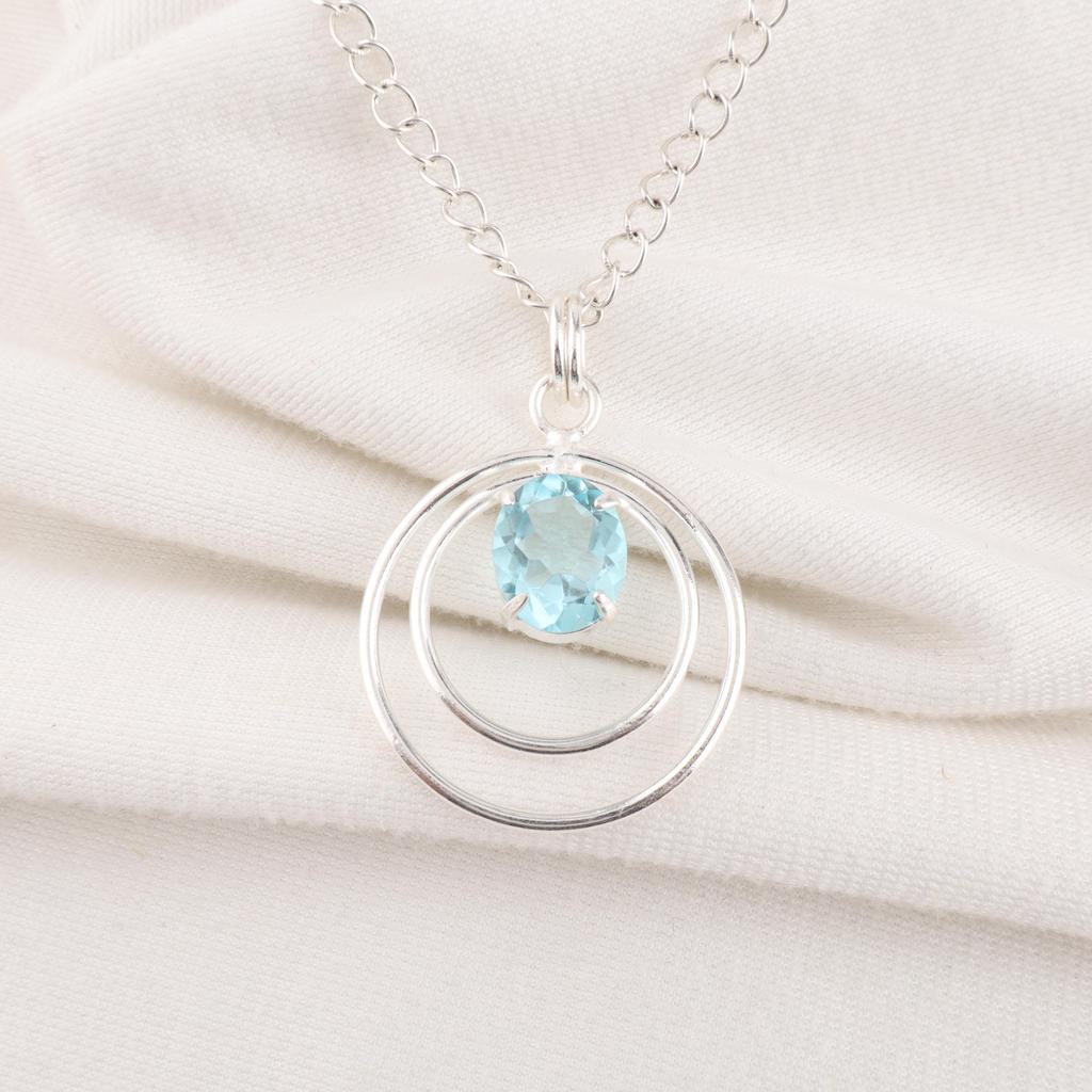 Sky Blue Topaz Gemstone Pendant, Handmade Gorgeous Jewelry, 925 Sterling Silver Jewelry, Everyday Pendant For Wedding Gift