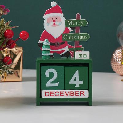 Christmas Countdown Blocks 99 Days Until Christmas Advent Calendar Wooden Santa Reindeer Snowman Desktop