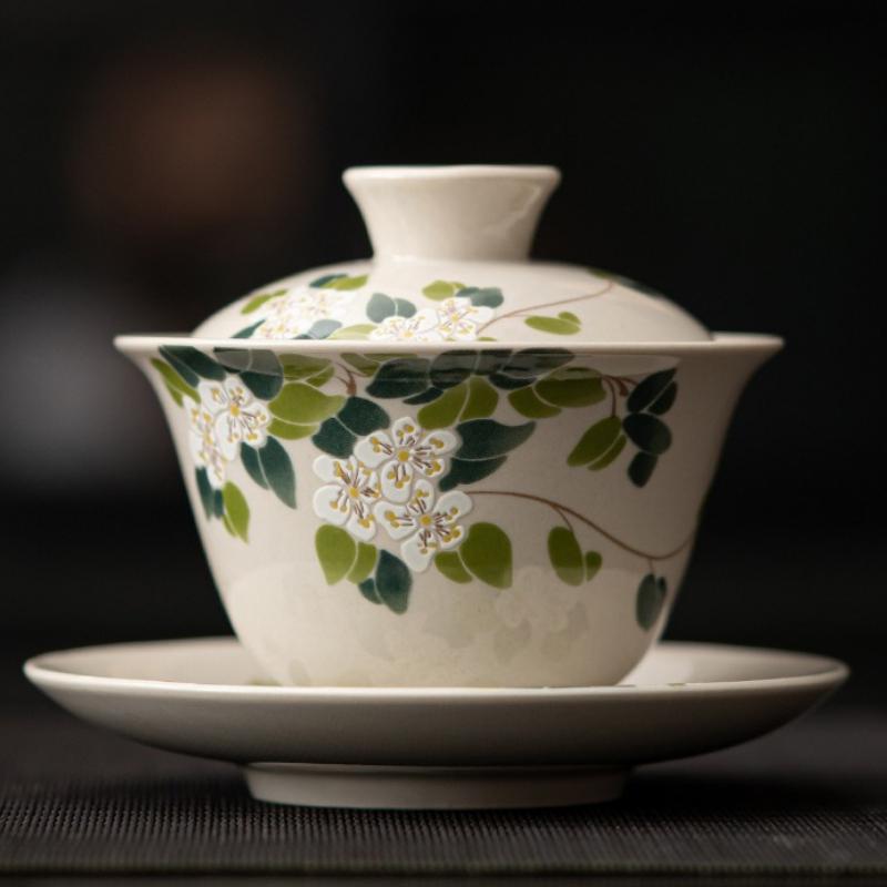 

Ручной работы керамический гайвань для путешествий из белого фарфора, чайник-чаша, китайские чашки для чая кунг-фу, бытовая чайная посуда, питьевая посуда, мастер-чаша