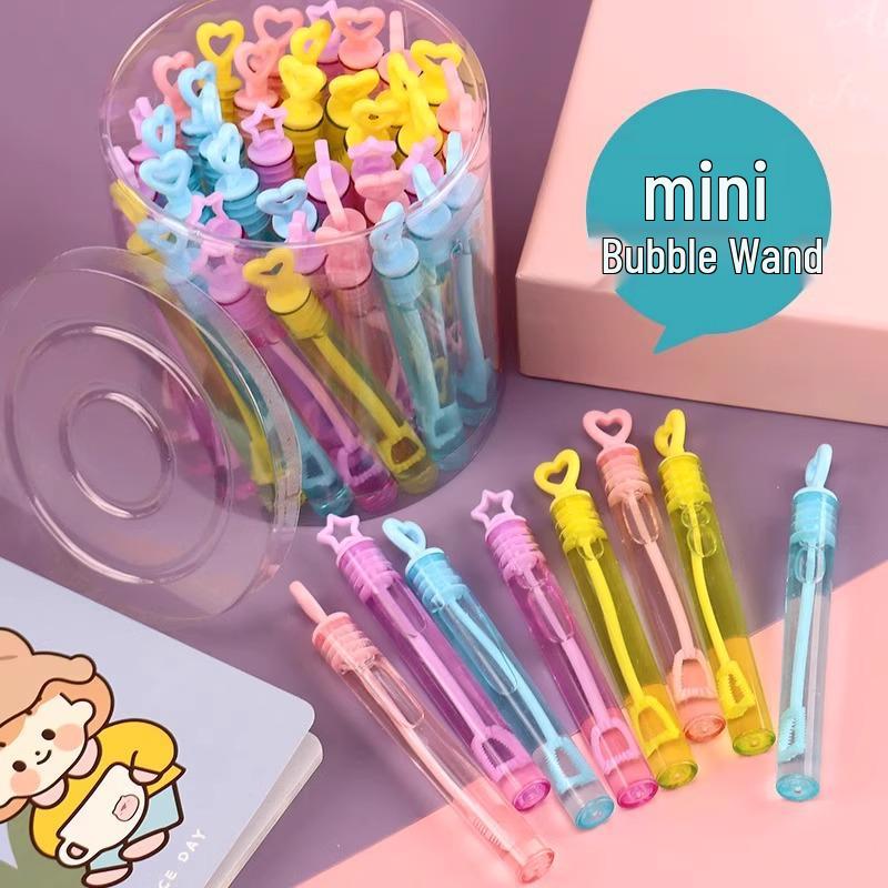 Mini Bubble Wand with Refill Solution - Children's Handheld Toy for Boys and Girls