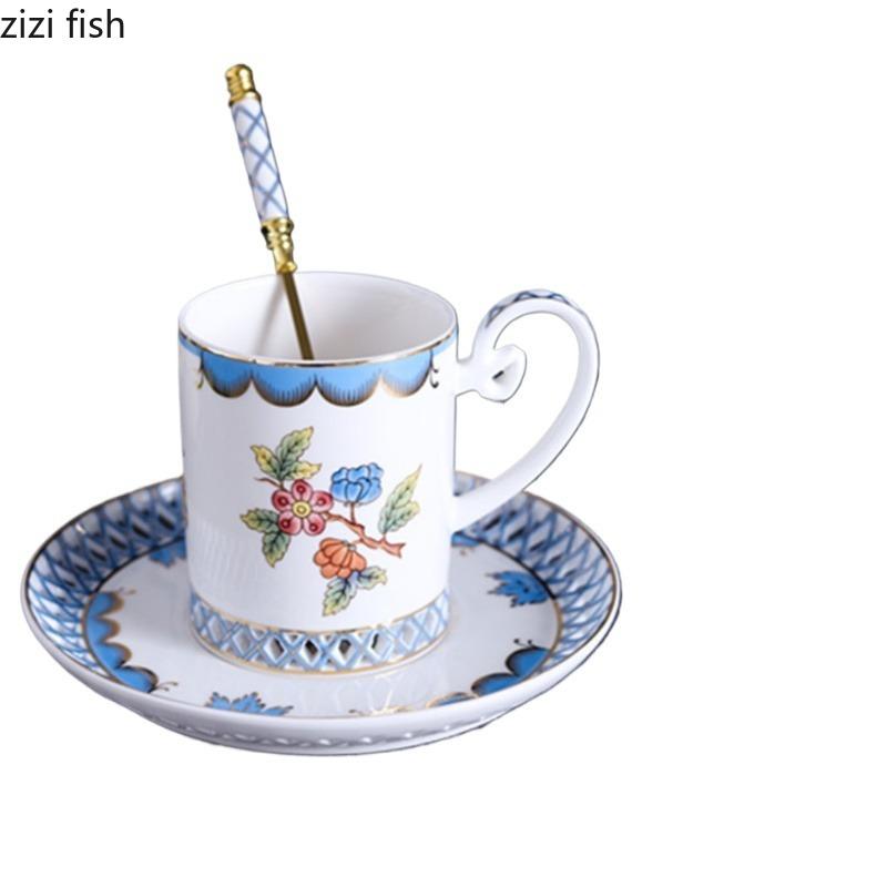 Vintage Ceramics Coffee Cup and Saucer Flower Tea Cups Afternoon Tea Mug Water Cup Breakfast Cups Milk Mug Juice Mug Drinkware