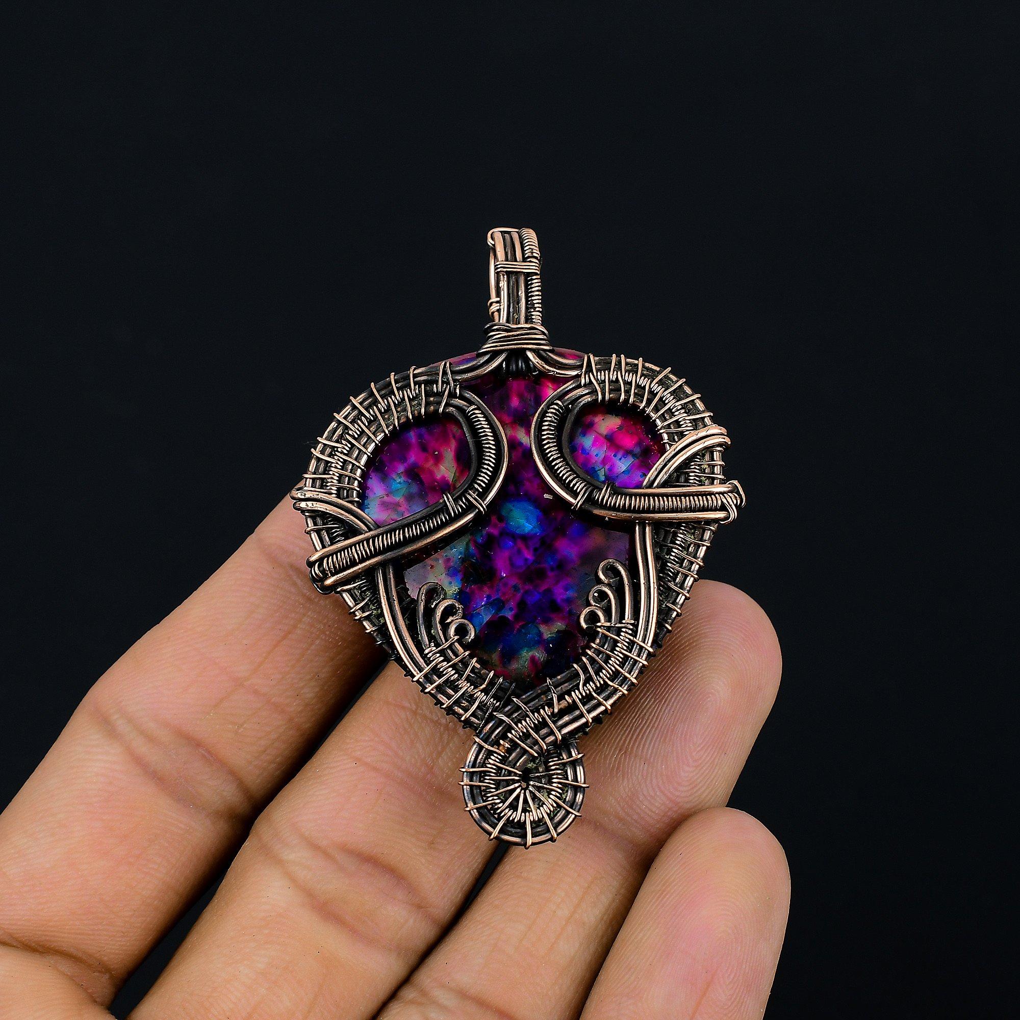 

Multi Flash Labradorite Pendant, 999 Copper Wire Wrapped Jewelry, Handmade Pendant Gemstone Jewelry, Gifts For Wife Brand New Pendant 2.55 Inches
