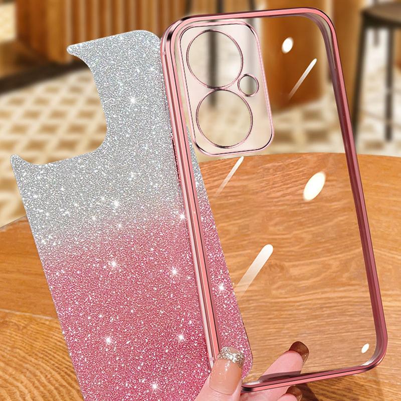 Für Huawei Nova 11i Hülle Huawei MAO-LX9, MAO-LX9N Telefonhülle Glänzende Glitzerbeschichtung Silikon Kameraobjektiv Weiche Rückseite