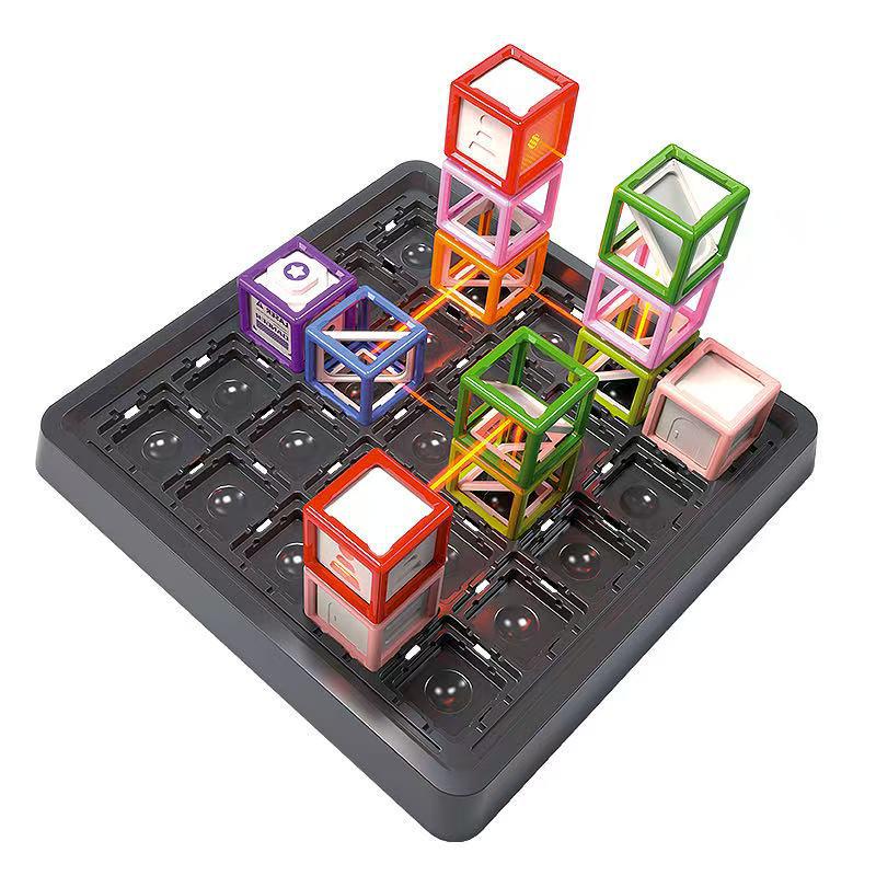 Interaktives Eltern-Kind Laser-Labyrinth Stapelturm DIY Lern-Tischspiel für Kinder