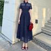ZANZEA Women Elegant Hollow Lace Patchwork Casual Short Sleeve Dress