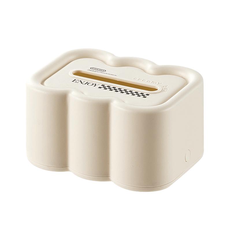 High-End Spring Pop-Up Tissue Box | Creative Desktop Napkin Storage | Cream Style