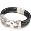Friendship Man Bracelets Stainless Steel Braided Genuine Leather Wristband Cuff Bracelet Men Jewellery Gifts for Boyfriend Him