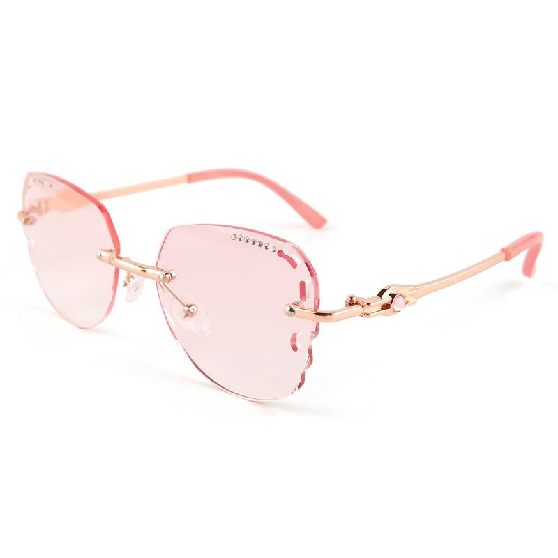 High definition anti-blue reading glasses women hollowed out in the elderly frameless diamond trimming reading anti-blue light