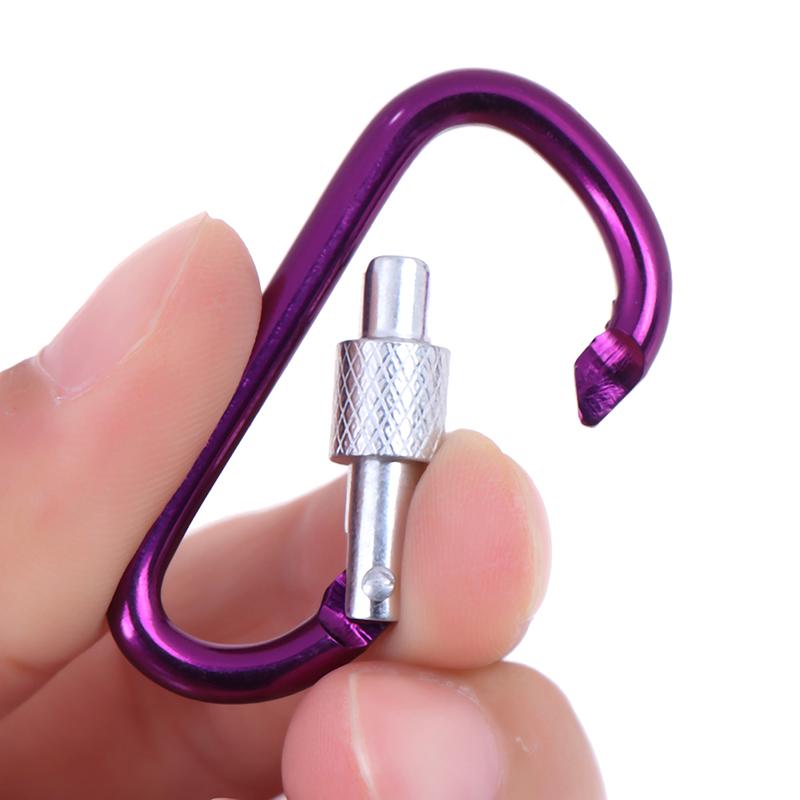 2Pcs Random Aluminum Carabiner D-Ring Key Chain Clip Outdoor Hook Buckle