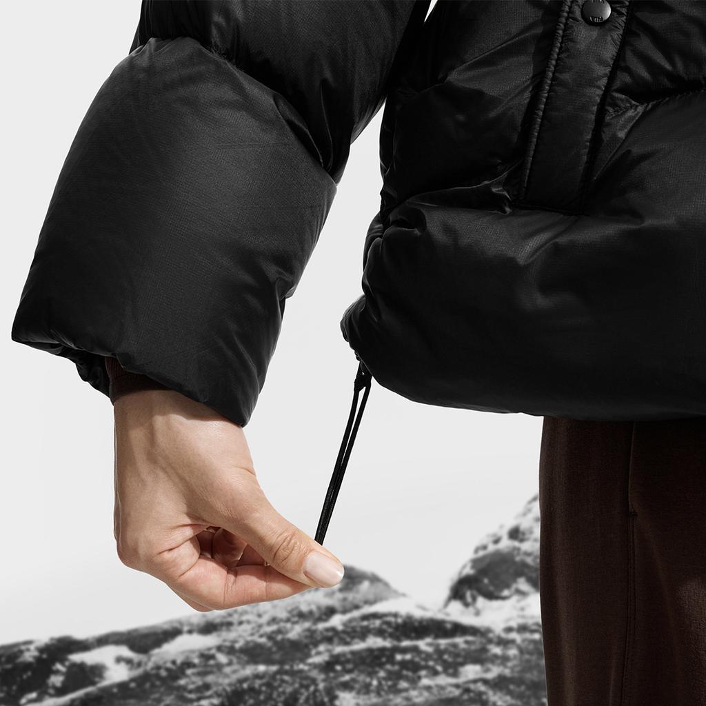 Fila Fitness Simple Solid Color Fashion Retro Classic Versatile Loose Casual Comfortable Warm Hooded Down Jacket Women Outerwear A51W541903FBK