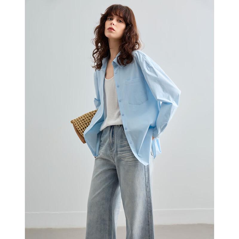 Demana Women s UPF50+ Quick-Dry Loose Lapel Shirt S небесно-голубой