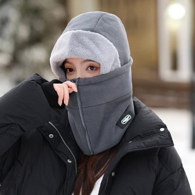 Hoed sjaal geïntegreerd dames winter rijden fleece dikke winter warme masker oor hoed fietsen koud
