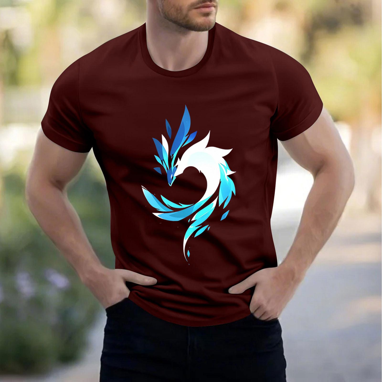 

Мужская рубашка с воротником-стойкой и коротким рукавом, свободная рубашка для отдыха и отдыха, мужская M винный