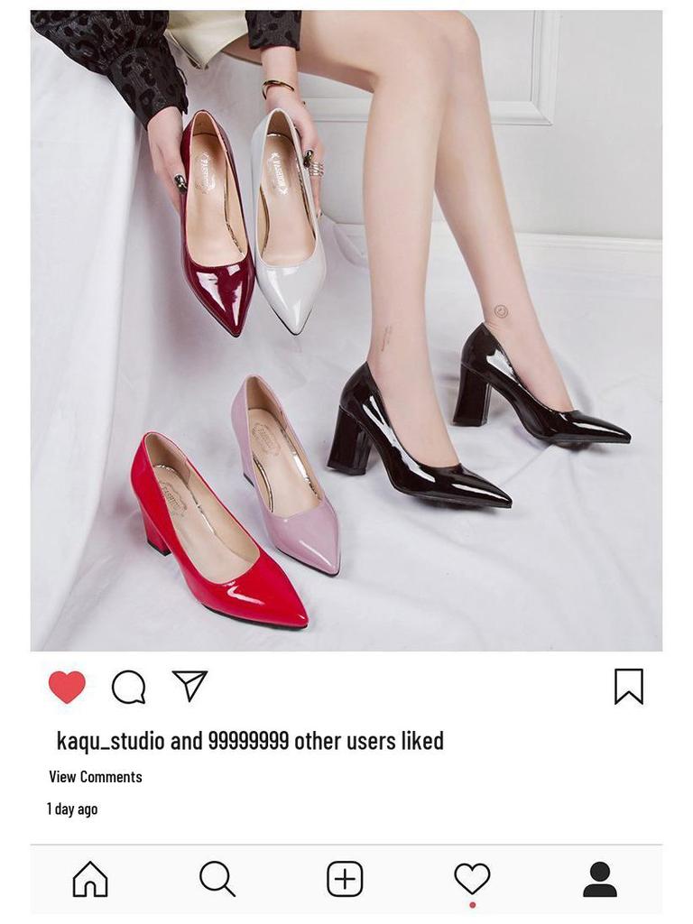 2017 Dámské semišové boty na robustním podpatku s nízkým svrškem - Špičatá špička, Jednobarevné, Mělký výstřih