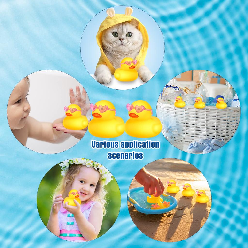 1-100Pc Mini Orange Rubber Ducks Set In Bulk With Sunglasses Float Squeak Tiny Rubber Duck Toy For Kids Party Birthday Supplies