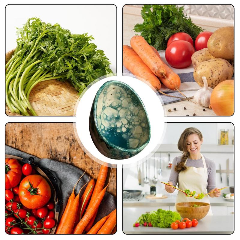 4 Löcher Kräuterentferner Tasse Blätterentfernungsschale Mehrzweck Keramik Kräuterentferner Schale Küchenwerkzeug für Rosmarin Thymian