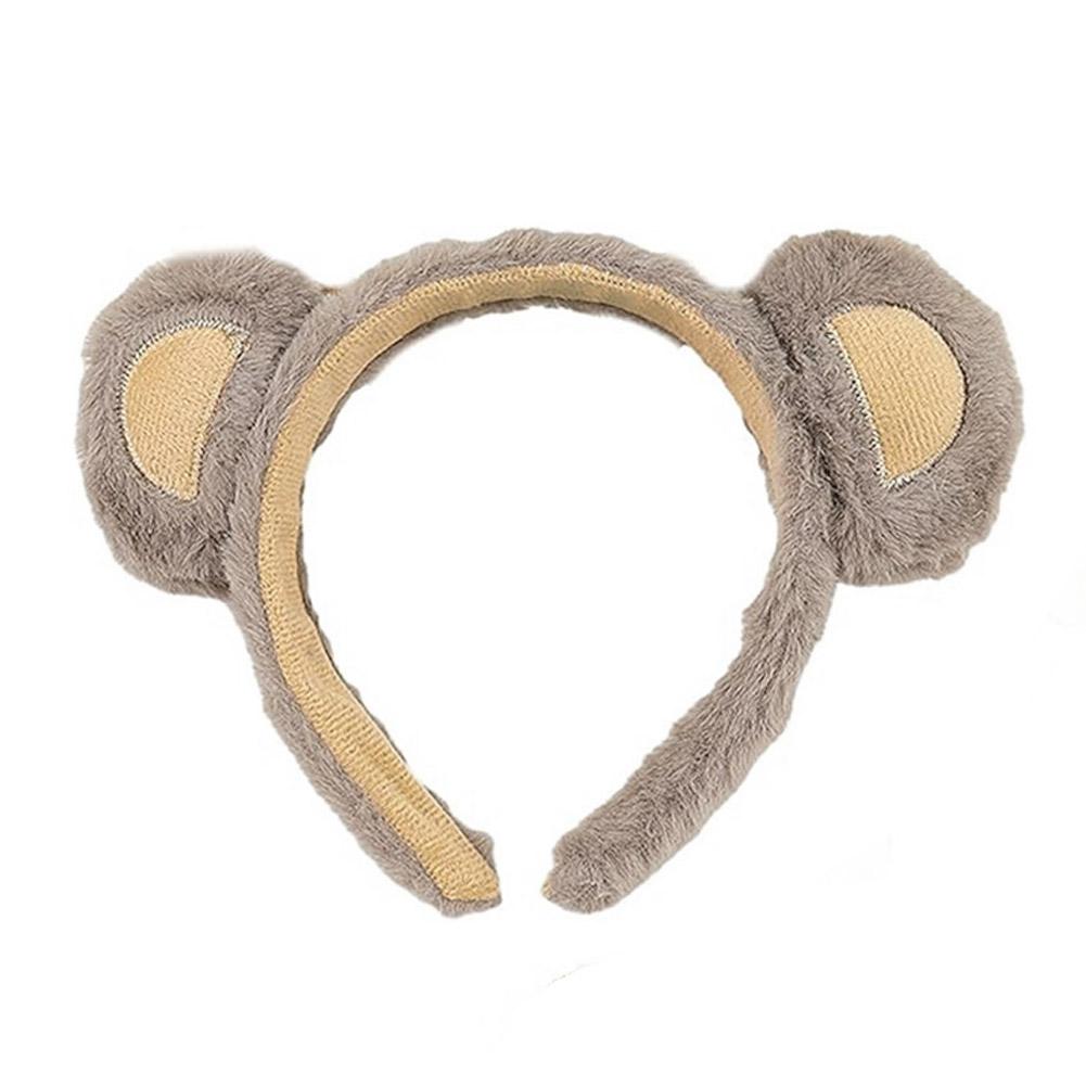 Cartoon Bear Ears Hairband Women's Face Wash Hair Clip Rabbit Velvet Cute Plush Bear Ears Hairband Girl's Hair Accessory