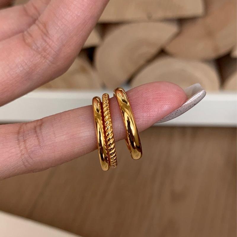 Light Luxury Minimalist Style Ring Twist Wide Version Narrow Version Set Ring Stacked Wearing Daily Commuting Retro Versatile Design Index Finger Ring