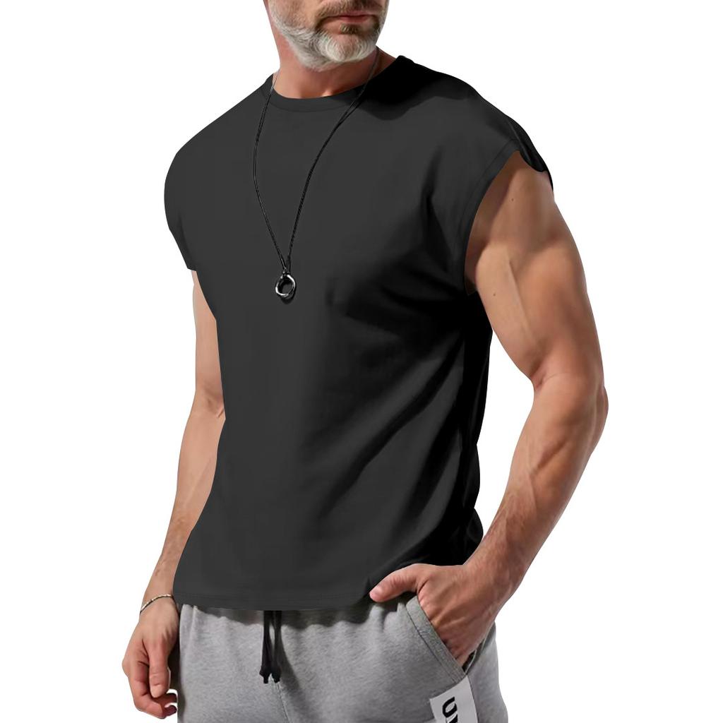 New Summer Vest Men Loose Casual Solid Color Thin T-shirt Men