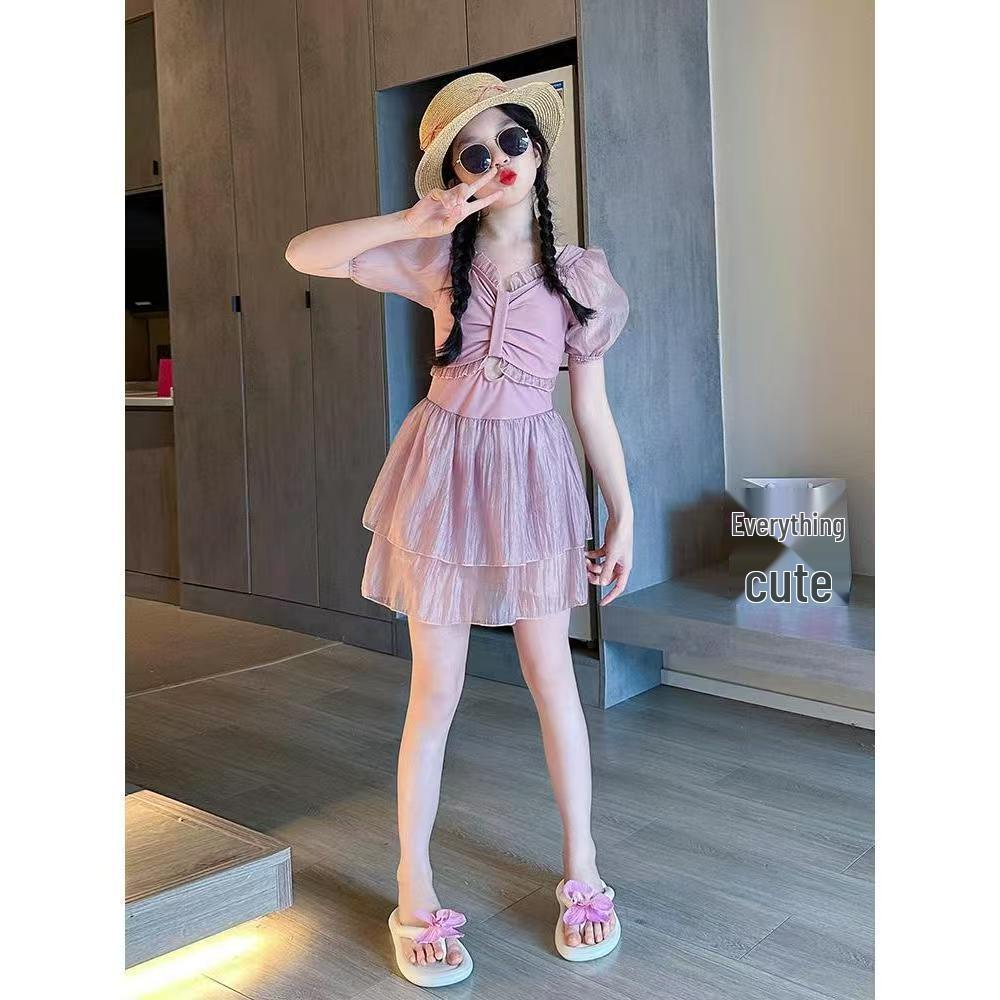 2025 Girls' Princess Style One-Piece Swimsuit for Medium and Large Children