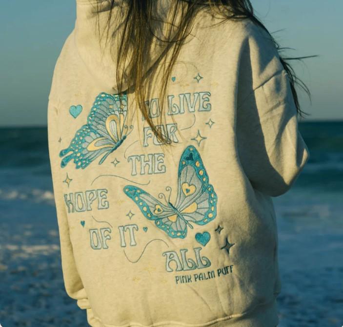 European Size Coconut Wave Embroidery Hoodie with Drop Shoulder Sleeves