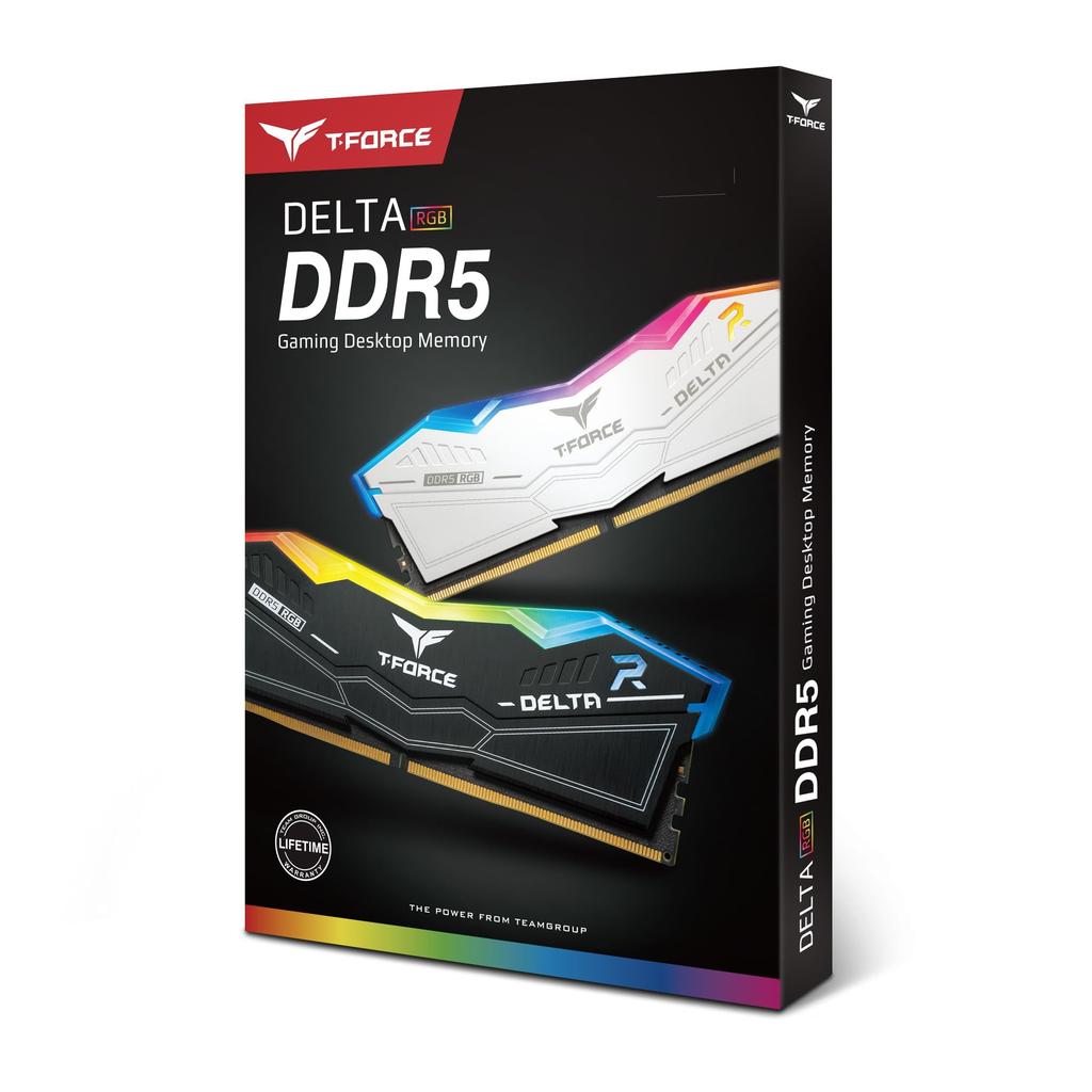 TEAMGROUP Delta Series RGB DDR5 16GBx2 6000MHz CL38 Compatible Desktop Memory White FF4D532G6000HC38JDC01 T-Force (32GB kit) PC5-48000 XMP3.0/Expo