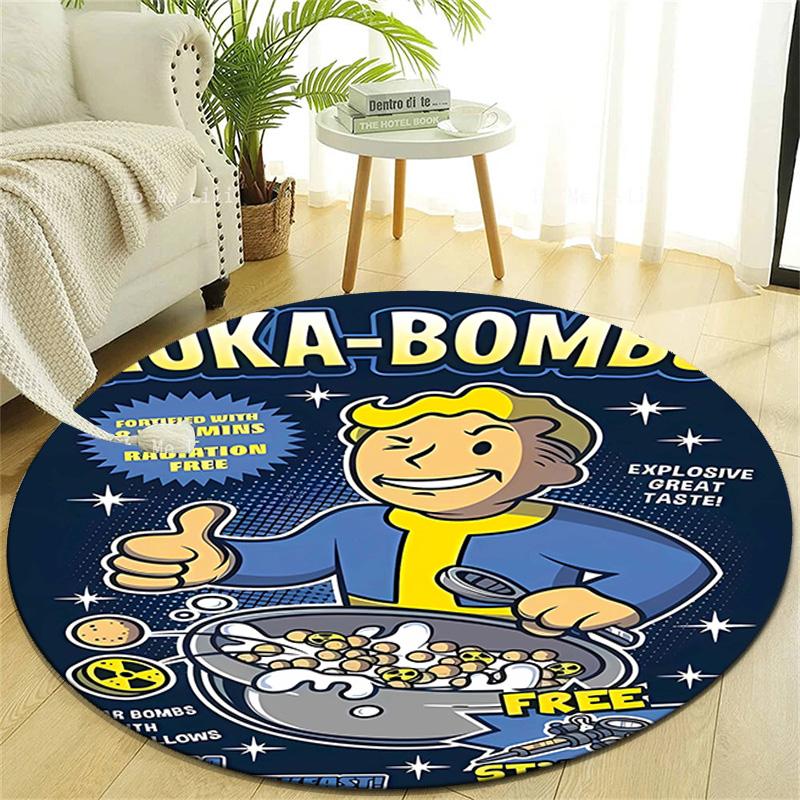 1pc NUKA-BOMBS Fallout1 Design Printed Area Round Carpet for Bedroom Living Room Home Decor Rugs Mat Non Slip Mat Rug for Bedside