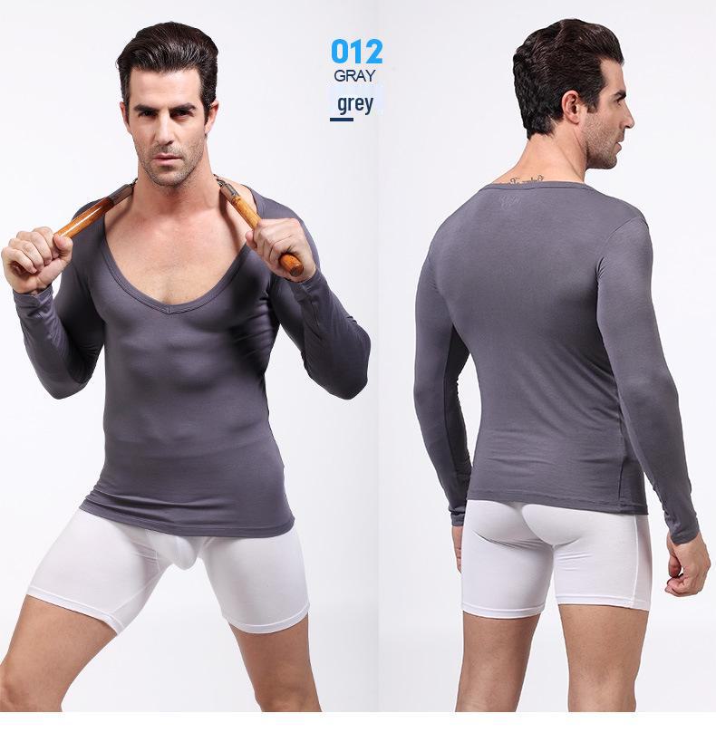 Herren Slim Fit Langarm V-Ausschnitt Baselayer Shirt - Unifarben, Leichtgewicht für Herbst & Winter