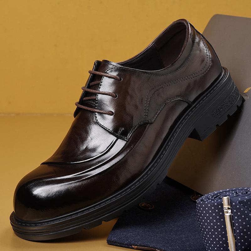

Men s British Style Leather Formal Shoes - Big Head Design, Trendy Wedding Groom Cowhide Shoes 41