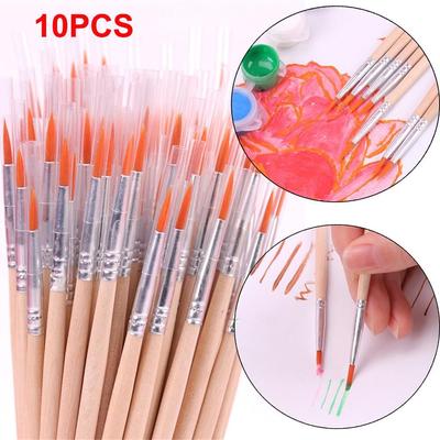10pcs Hooks Art Supplies Wood Handle Paint Brushes Hook Line Pen Drawing Brush Painting Pen