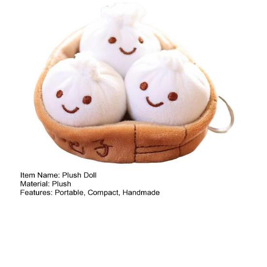 Weiche Dampfbrötchen Plüsch Schlüsselanhänger Niedliches Baozi Knödel Stofftier für Taschen Rucksäcke Kuschelige Mini Kissen Entzückendes Geburtstagsgeschenk für Kinder Essensliebhaber