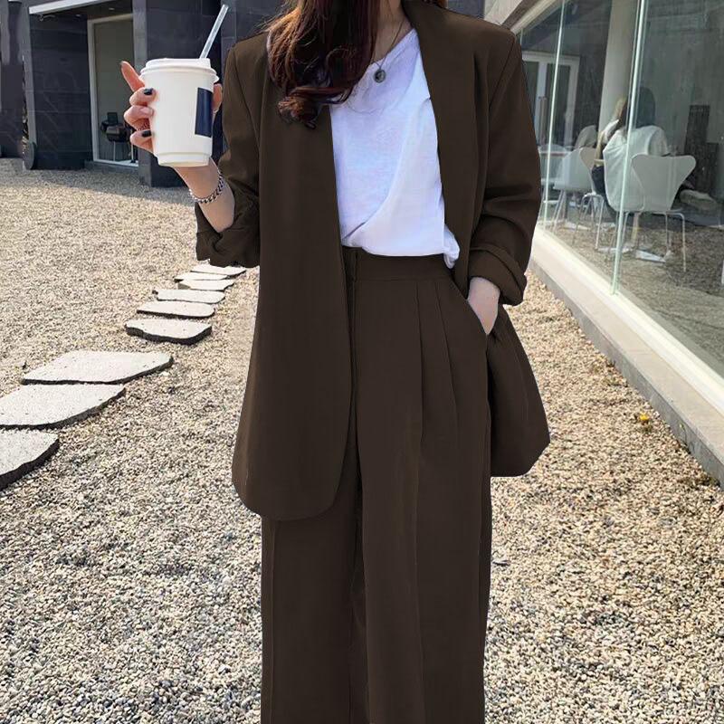 Korean Style 2025 Loose Casual Padded Shoulder Suit Jacket - Multiple Colors
