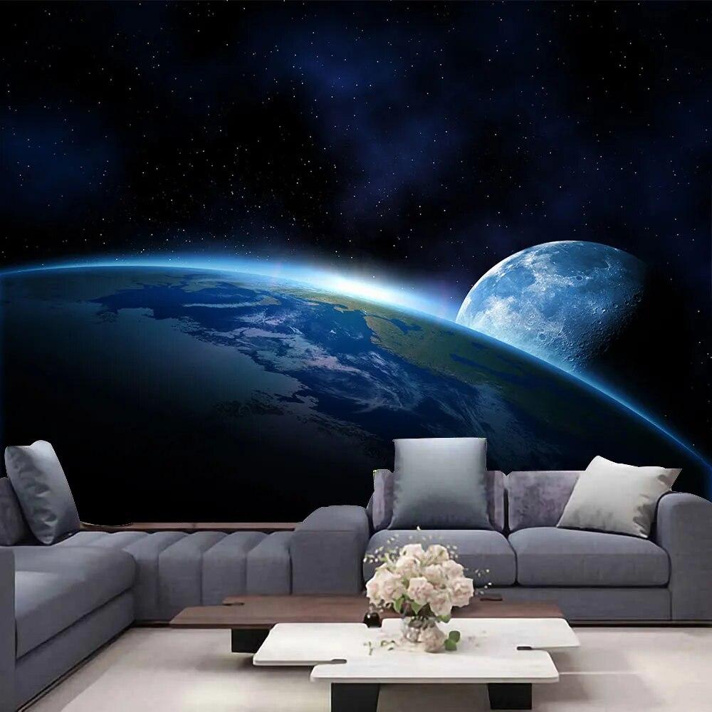 Mysteriöses Universum, Weltraum, Sternenhimmel, blauer Stern, Kunst-Wandteppich, psychedelischer Wandteppich für Schlafzimmer, Wohnzimmer, Dekoration