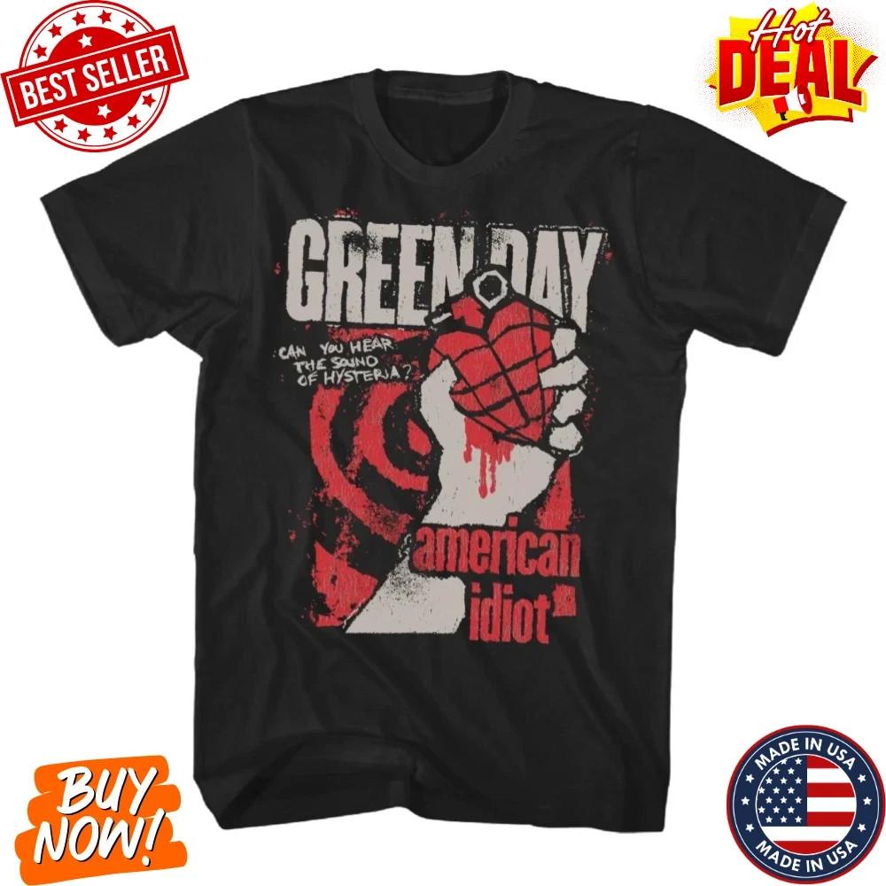 Green Day American Idiot Hysteria T Shirt Inspired Rock Music Classic Band Shirt Unisex T-Shirt L