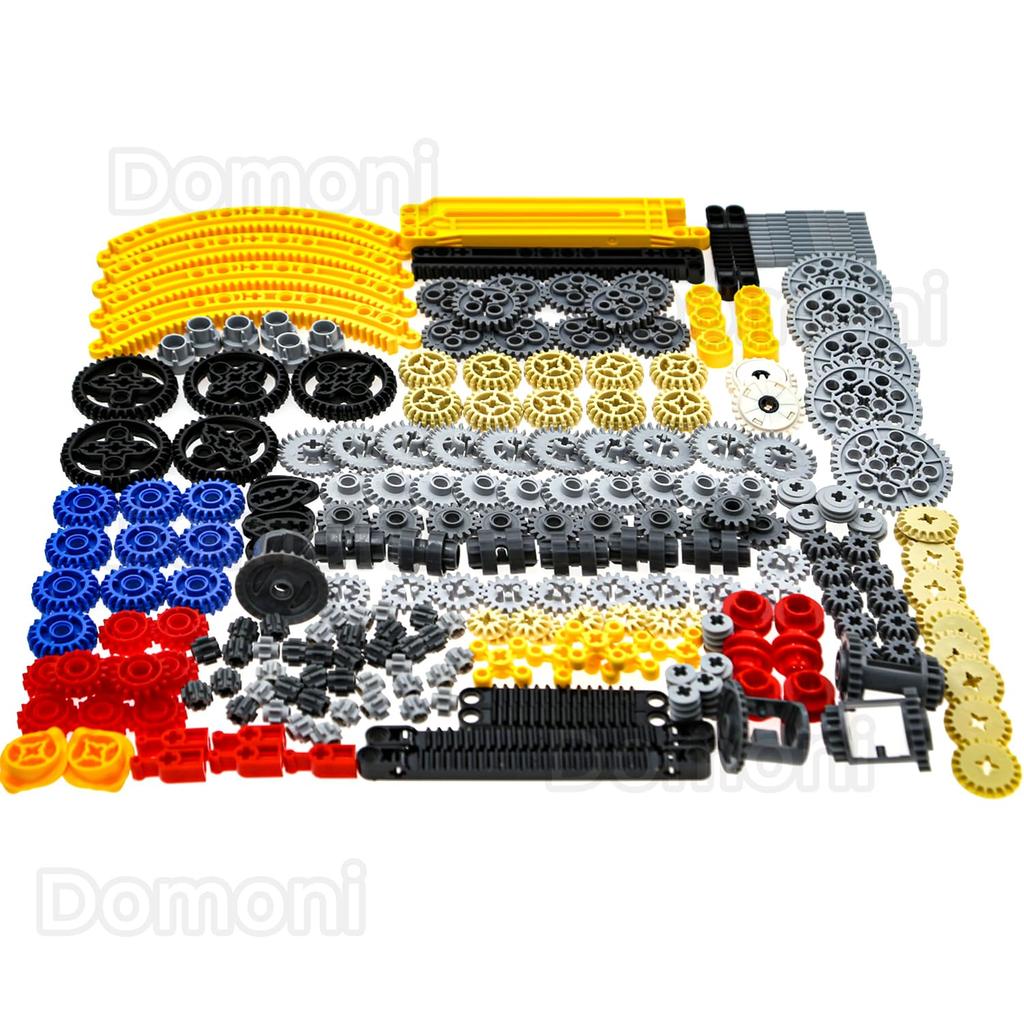 Domoni Części Techniczne Zestaw Kół Zębatych dla Zestawów LEGO, 235-Elementowy Stojak na Koła Zębate Samochodowe, Sprzęgło Napędowe, Zestaw Klocków do Budowy Dyferencjału - Kompatybilny z Głównymi Markami