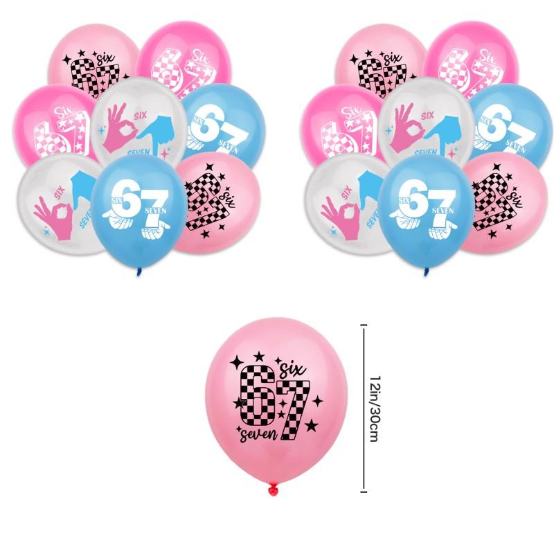 67 Birthday Decoration Six Seven Birthday Balloon Cake Topper Banner Decoration Birthday Glasses Pull Flag Baby Shower Supplies