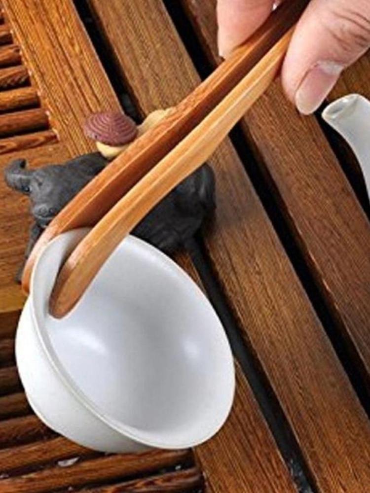 2pcs Wooden Tea Tweezer Bacon Tea Clip Tongs Bamboo Salad Food Toast Bend Clip Straight Clips Kitchen Accessories Teaware